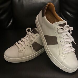 Magnanni White and Brown Leather Sneakers Size 11